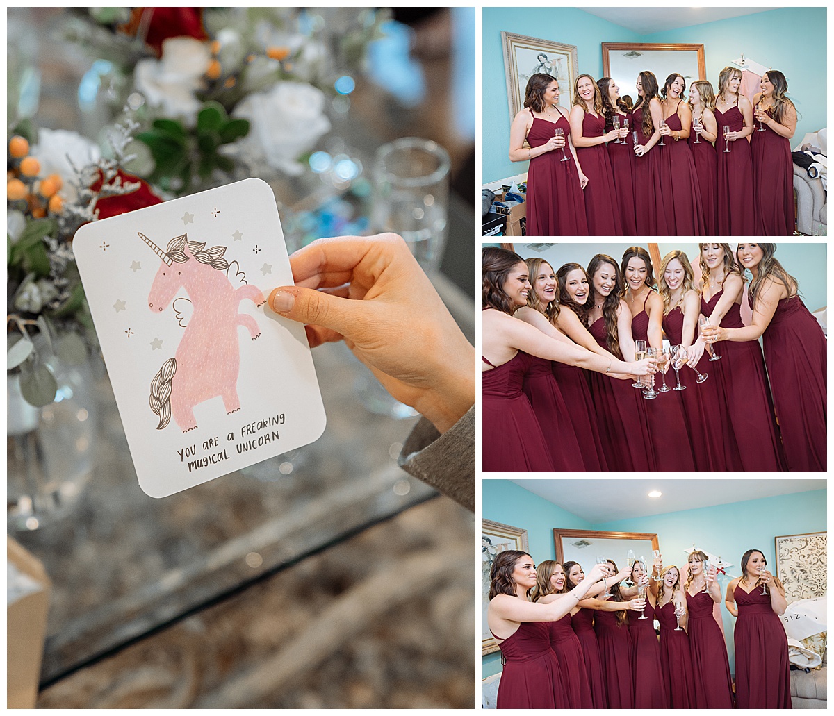 Bridesmaids in Wedding Venue with Barn
