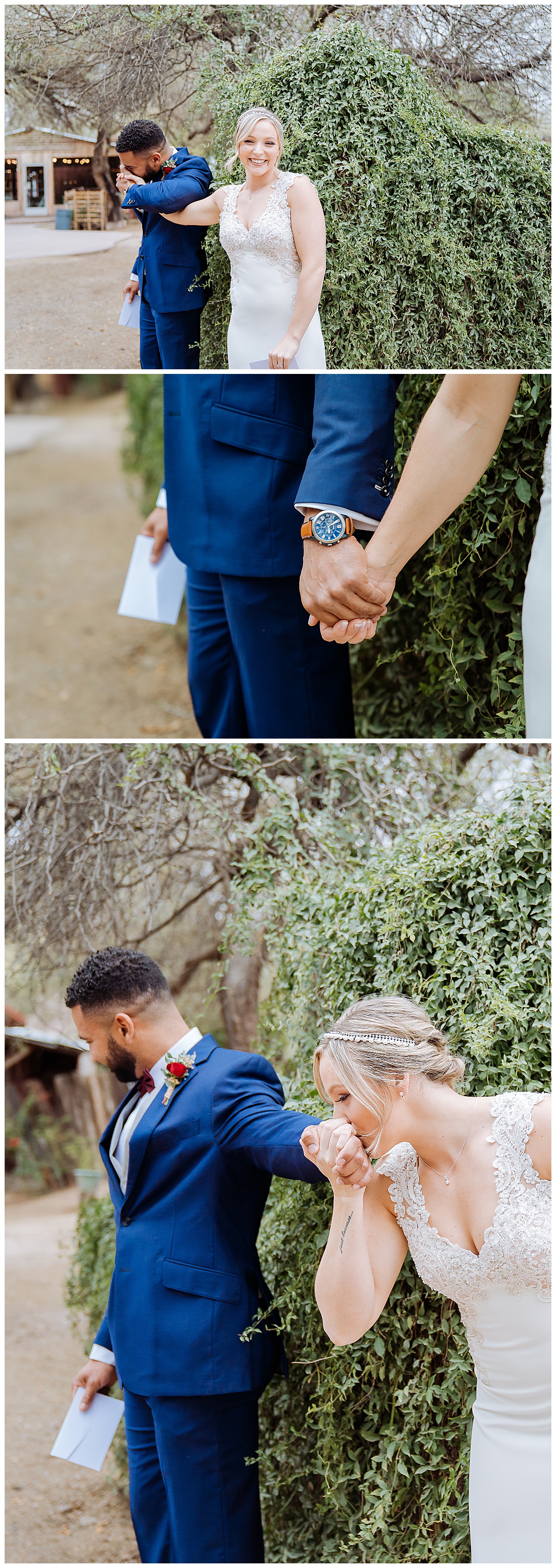 First look, bride and groom